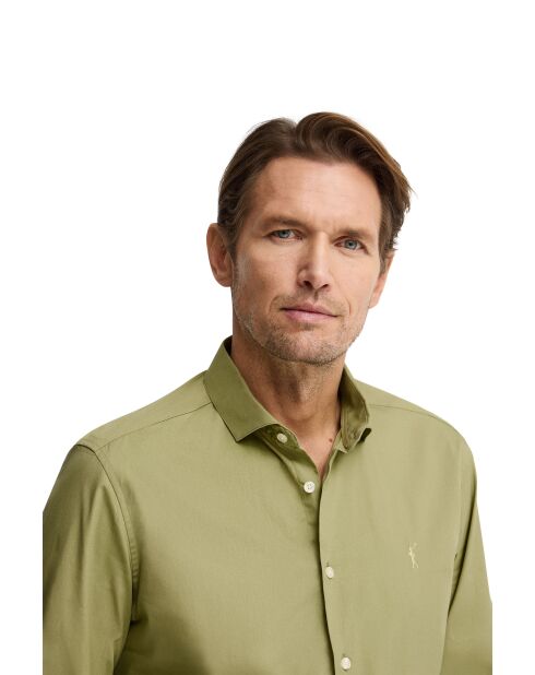 Camicia Laurentin in cotone a manica lunga verde foglia