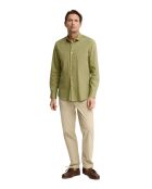 Camicia Laurentin in cotone a manica lunga verde foglia