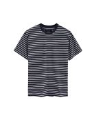 T-Shirt à manches courtes en coton Ludovic navy-ecru