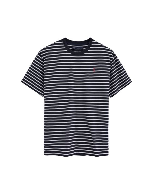 T-Shirt à manches courtes en coton Ludovic navy-ecru