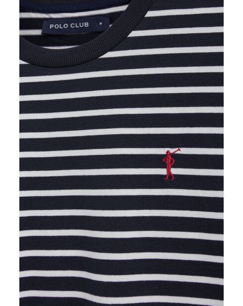 T-Shirt à manches courtes en coton Ludovic navy-ecru