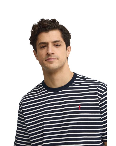 T-Shirt à manches courtes en coton Ludovic navy-ecru