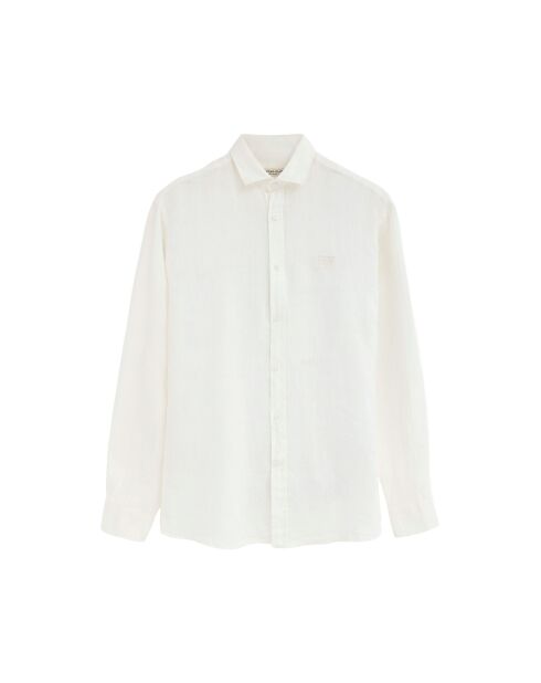 Camicia Natan in lino bianco a maniche lunghe