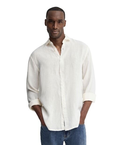 Camicia Natan in lino bianco a maniche lunghe