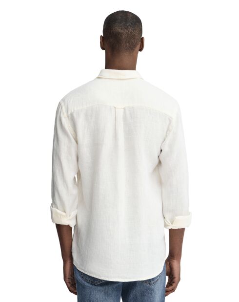Camicia Natan in lino bianco a maniche lunghe