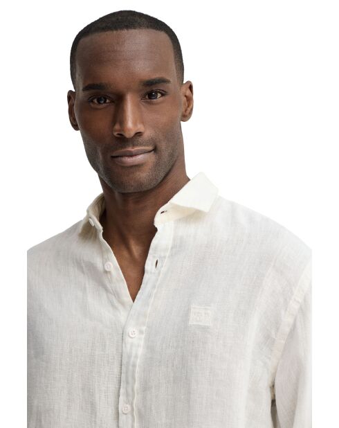 Camicia Natan in lino bianco a maniche lunghe