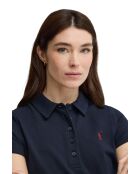 Agathe marineblaues Kurzarm-Poloshirt aus Baumwolle