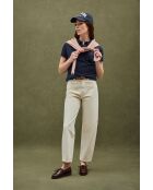 Agathe marineblaues Kurzarm-Poloshirt aus Baumwolle