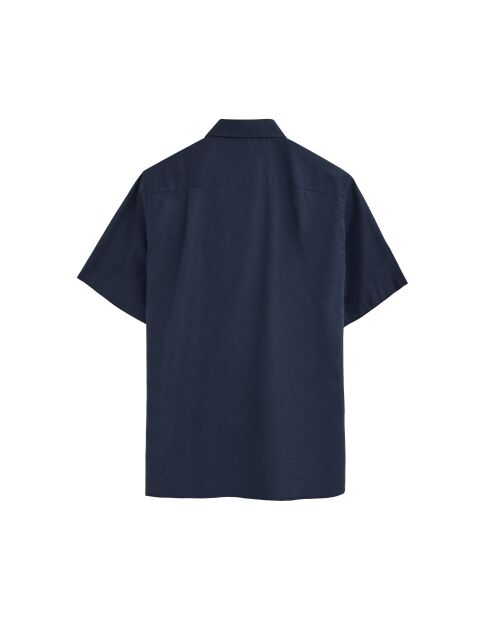 Camicia a manica corta René in misto lino blu