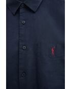 Camicia a manica corta René in misto lino blu