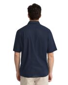 Camicia a manica corta René in misto lino blu