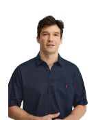 Camicia a manica corta René in misto lino blu