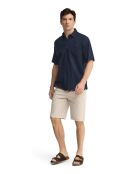 Camicia a manica corta René in misto lino blu