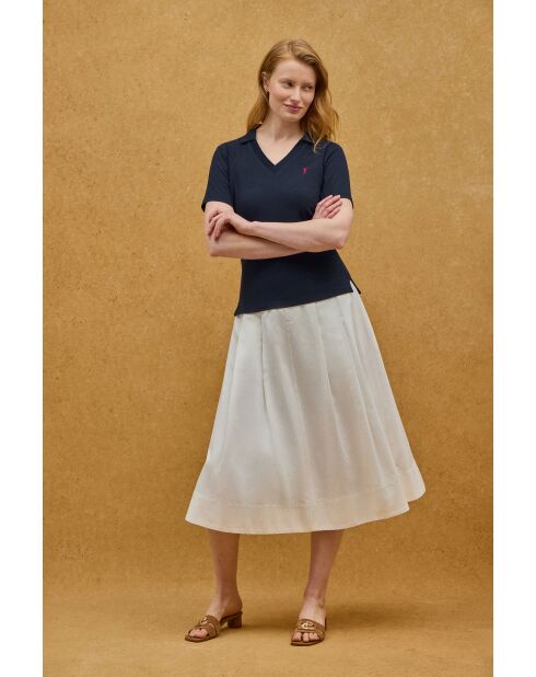 Bérénice marineblaues Kurzarm-Poloshirt aus Baumwolle