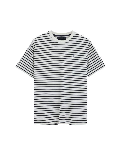 T-Shirt à manches courtes en coton Maël ecru-navy