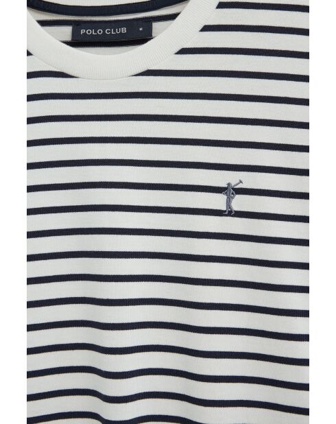 T-Shirt à manches courtes en coton Maël ecru-navy