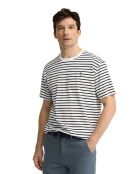 T-Shirt à manches courtes en coton Maël ecru-navy