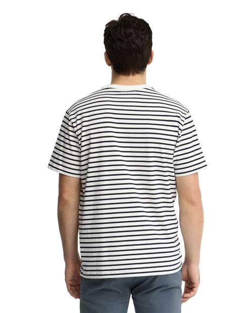 T-Shirt à manches courtes en coton Maël ecru-navy