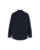 Camicia a maniche lunghe in misto lino blu scuro Malo