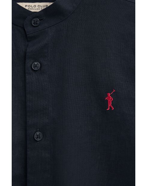 Camicia a maniche lunghe in misto lino blu scuro Malo
