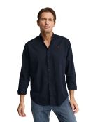 Camicia a maniche lunghe in misto lino blu scuro Malo
