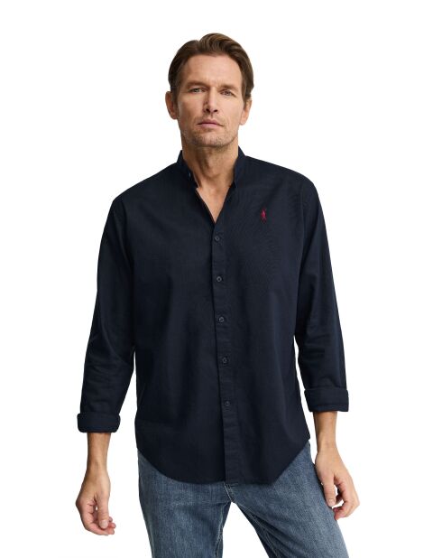 Camicia a maniche lunghe in misto lino blu scuro Malo