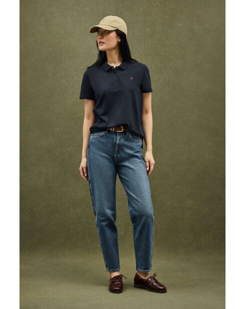 Anna kurzärmliges Poloshirt aus Baumwolle, marineblau