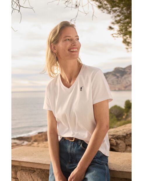 Elsa weißes Kurzarm-T-Shirt aus Baumwolle