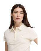Aïcha ecrufarbenes Kurzarm-Poloshirt aus Baumwolle