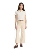 Aïcha ecrufarbenes Kurzarm-Poloshirt aus Baumwolle