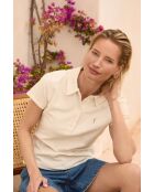 Aïcha ecrufarbenes Kurzarm-Poloshirt aus Baumwolle