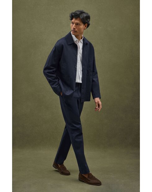 Giacca Sergio in misto lino blu