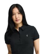 Polo Adèle a manica corta in cotone nero