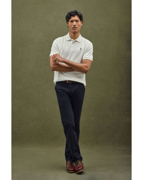 Polo Adrien a manica corta in cotone ecru