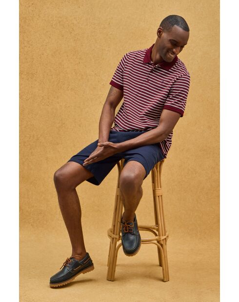 Polo Daniel in cotone a manica corta granato-ecru
