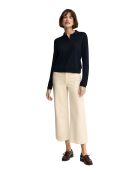 Marineblauwe polo met lange mouwen Coralie