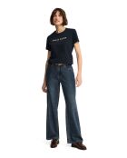 Marineblauw katoenen T-shirt met korte mouwen Florine
