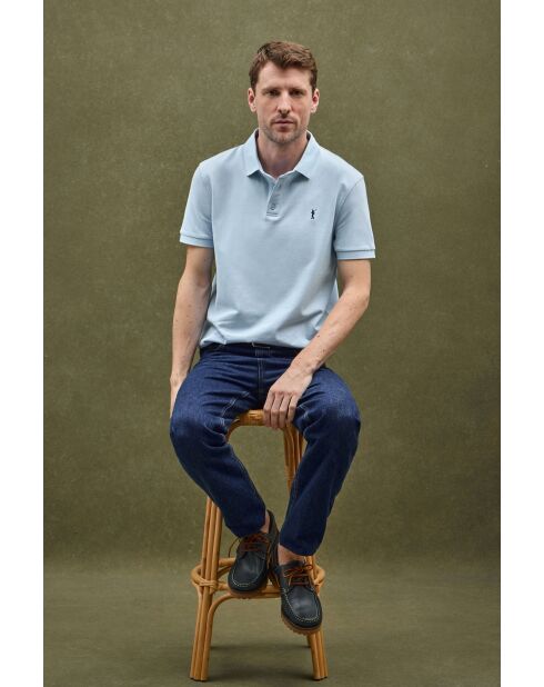 Blaues Kurzarm-Poloshirt Charles aus Baumwolle