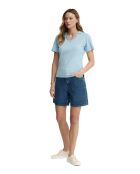 Capucine Babyblaues Kurzarm-Poloshirt aus Baumwolle