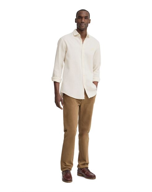 Camicia Daniele beige Vigore in cotone a manica lunga