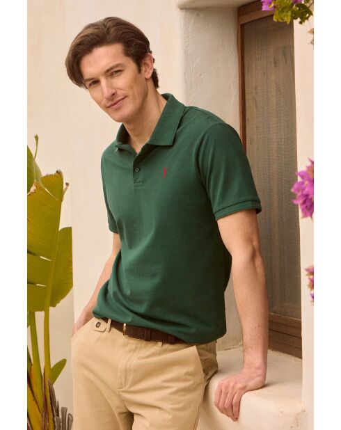 Polo Amaury in cotone a manica corta verde bottiglia