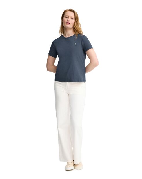 Jeansblaues Kurzarm-T-Shirt Elise aus Baumwolle