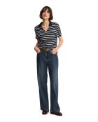 Clémence navy-ecru polo met korte mouwen