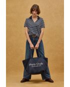 Clémence navy-ecru polo met korte mouwen