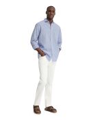 Camicia a maniche lunghe in misto lino blu Serge