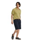Polo Henri in cotone a manica corta verde foglia