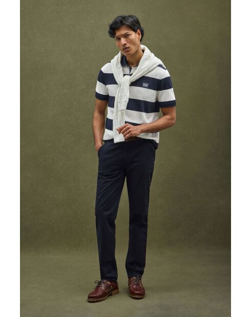 Polo Jérôme in cotone a manica corta navy-ecru