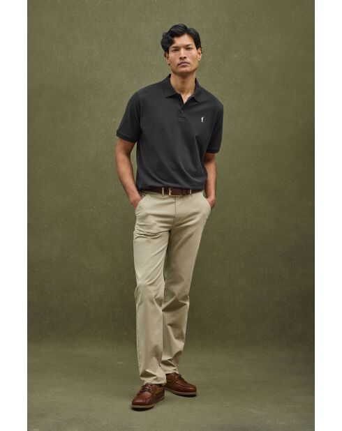Polo a manica corta Alain in cotone nero