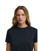 Eleonore marineblaues Kurzarm-T-Shirt aus Baumwolle