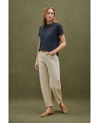 Eleonore marineblaues Kurzarm-T-Shirt aus Baumwolle